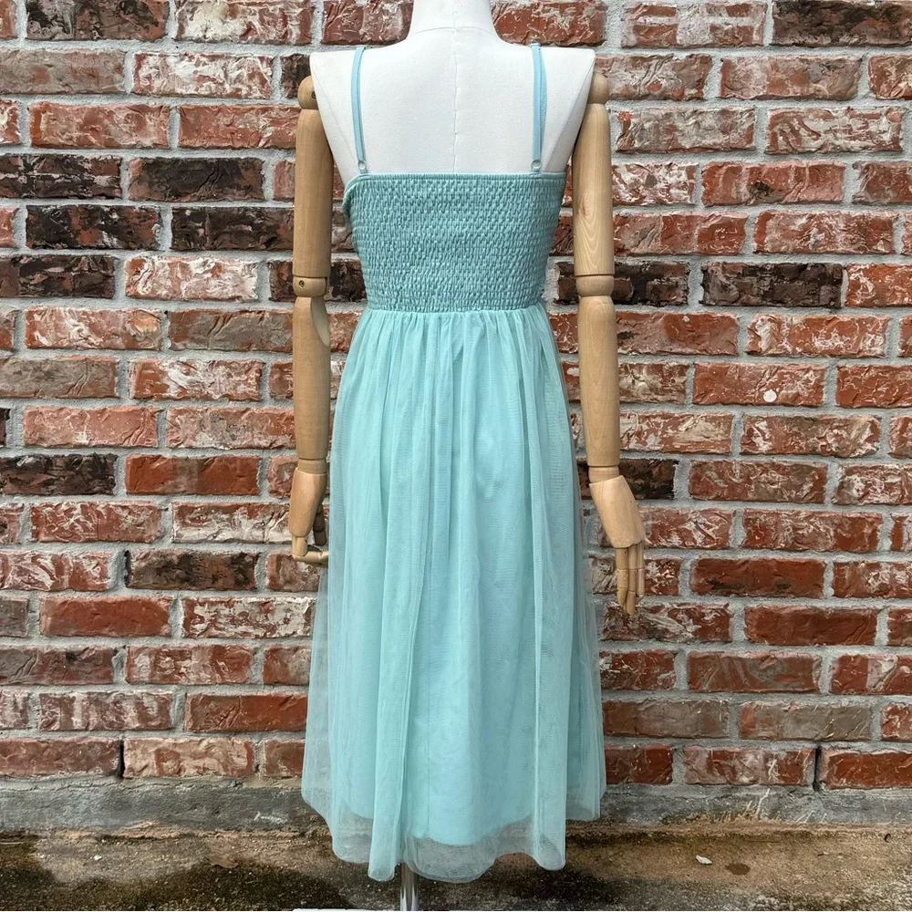 NWT Little Mistress petite spaghetti strap blue floral tulle layered dress / 2P - Picture 6 of 13